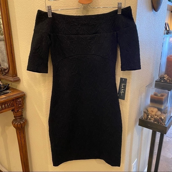 NWT~NICOLE MILLER Collection Black Evening Party Off-the-Shoulder Dress Size 8 - Picture 1 of 8